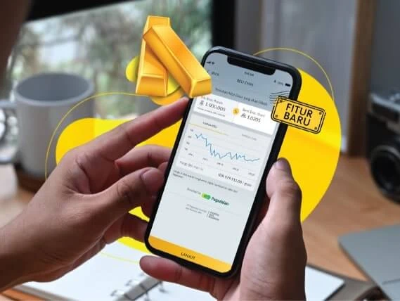 Investasi dengan tabungan emas pegadaian di M2U ID app dari Maybank